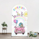 Aperturee - Aperturee Lovely Cartoon Sunny Rainbow Birthday Arch Backdrop